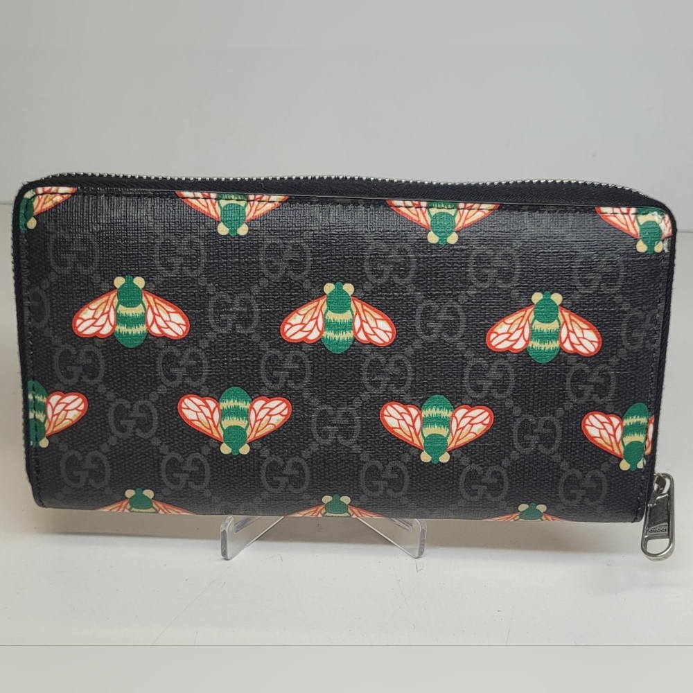 SOLD!!!Gucci Bestiary Black GG Coated Canvas Bee Wallet - Picture 5 of 11